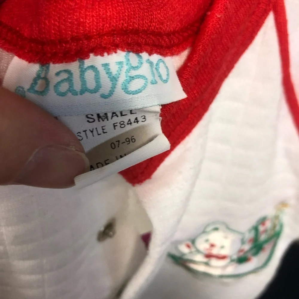 Baby's First Christmas White and Red One Piece Vintage Small